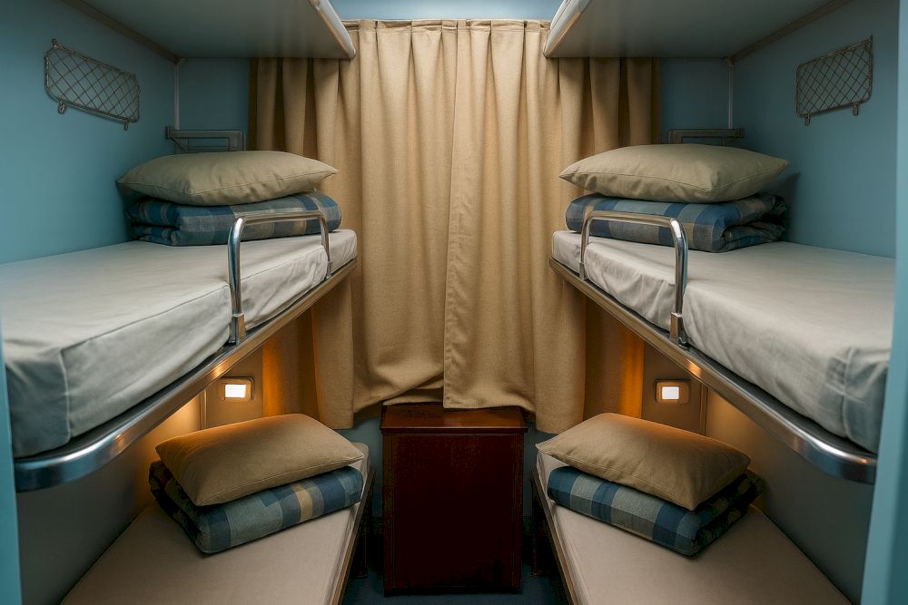 Compartments with 6 berths arranged in three levels (upper, middle, lower) on each side (Source: Vietnam Railway)